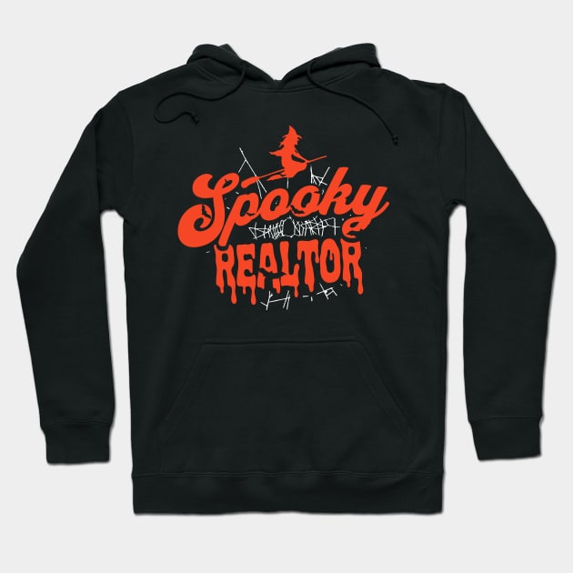 Cute Halloween Spooky Realtor Orange and Black Halloween Witch Real Estate Agent Hoodie by SLAG_Creative